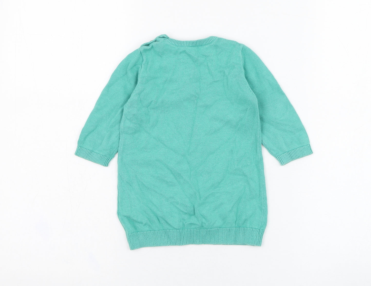 Marks and Spencer Girls Green  Cotton Pullover Jumper Size 6-9 Months  Pullover - Flower