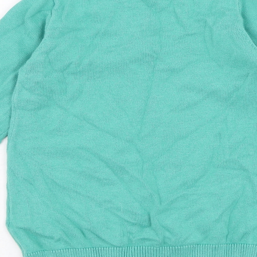 Marks and Spencer Girls Green  Cotton Pullover Jumper Size 6-9 Months  Pullover - Flower