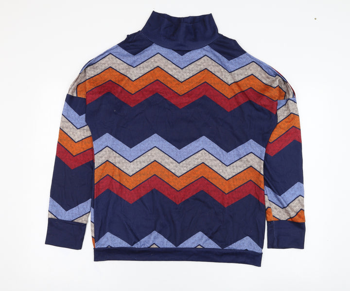 Preworn Womens Blue Striped Cotton Pullover Sweatshirt Size L Pullover