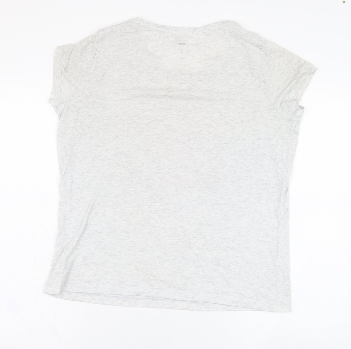 F&F Womens Grey  Cotton Basic T-Shirt Size 12 Round Neck - Slogan