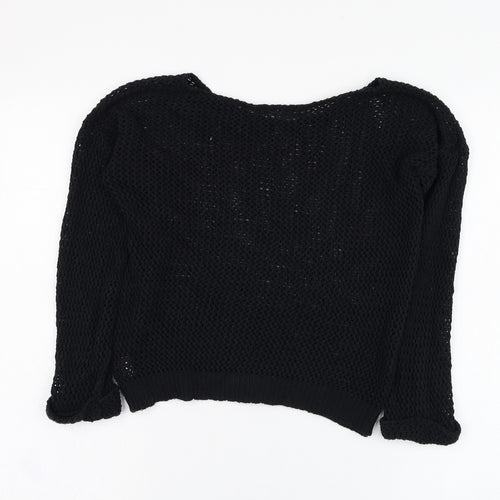 Miss Gorgeous Womens Black Round Neck  Cotton Pullover Jumper Size S