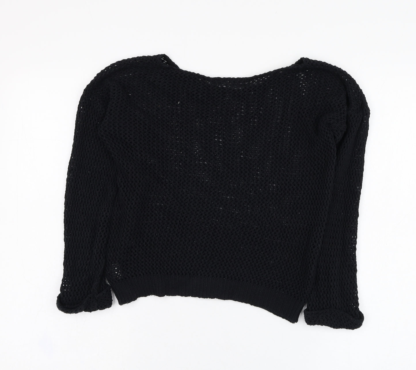 Miss Gorgeous Womens Black Round Neck  Cotton Pullover Jumper Size S
