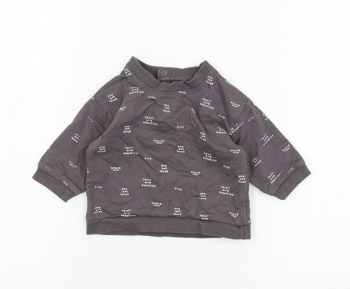 Mothercare Boys Grey Cotton Pullover Jumper Size 0-3 Months Pullover - Slogan
