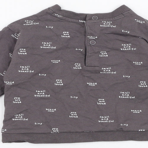 Mothercare Boys Grey  Cotton Pullover Jumper Size 0-3 Months  Pullover - Slogan
