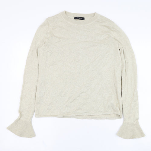 Marks and Spencer Womens Beige Round Neck  Viscose Pullover Jumper Size 10
