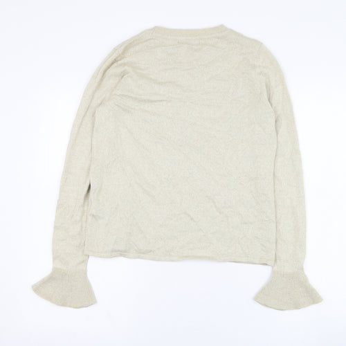 Marks and Spencer Womens Beige Round Neck  Viscose Pullover Jumper Size 10