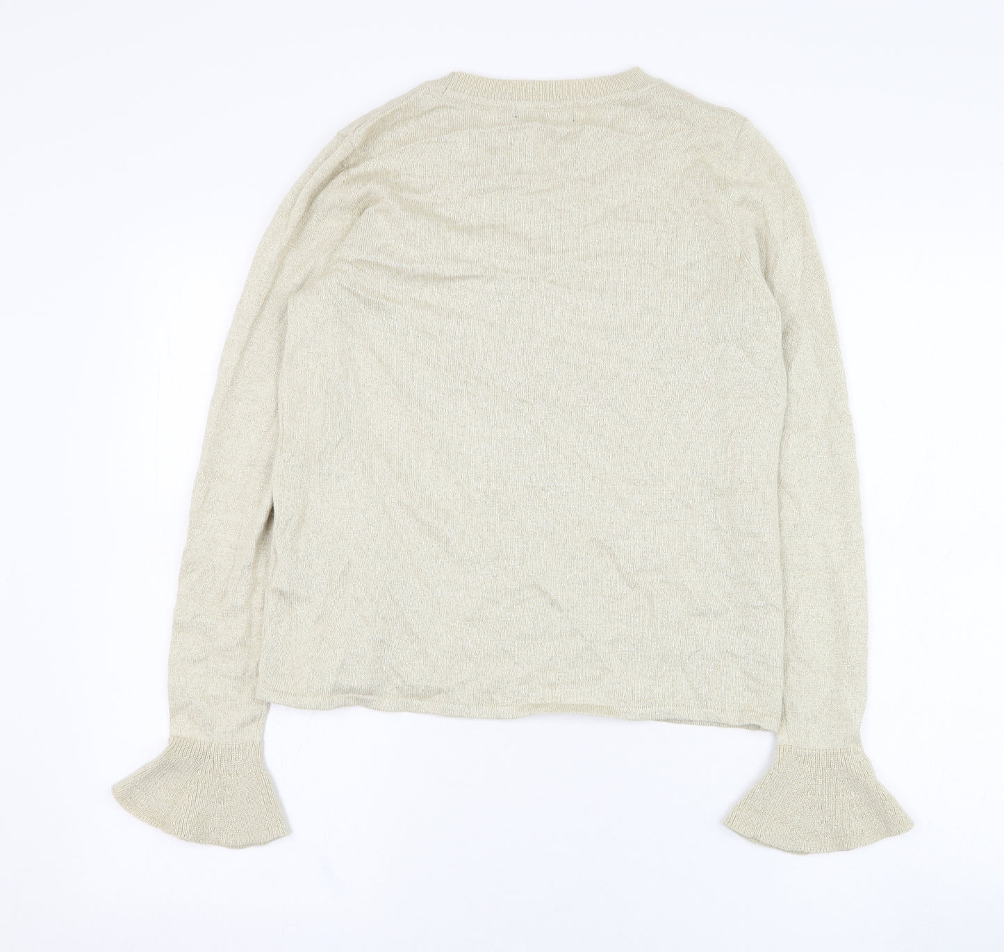 Marks and Spencer Womens Beige Round Neck  Viscose Pullover Jumper Size 10