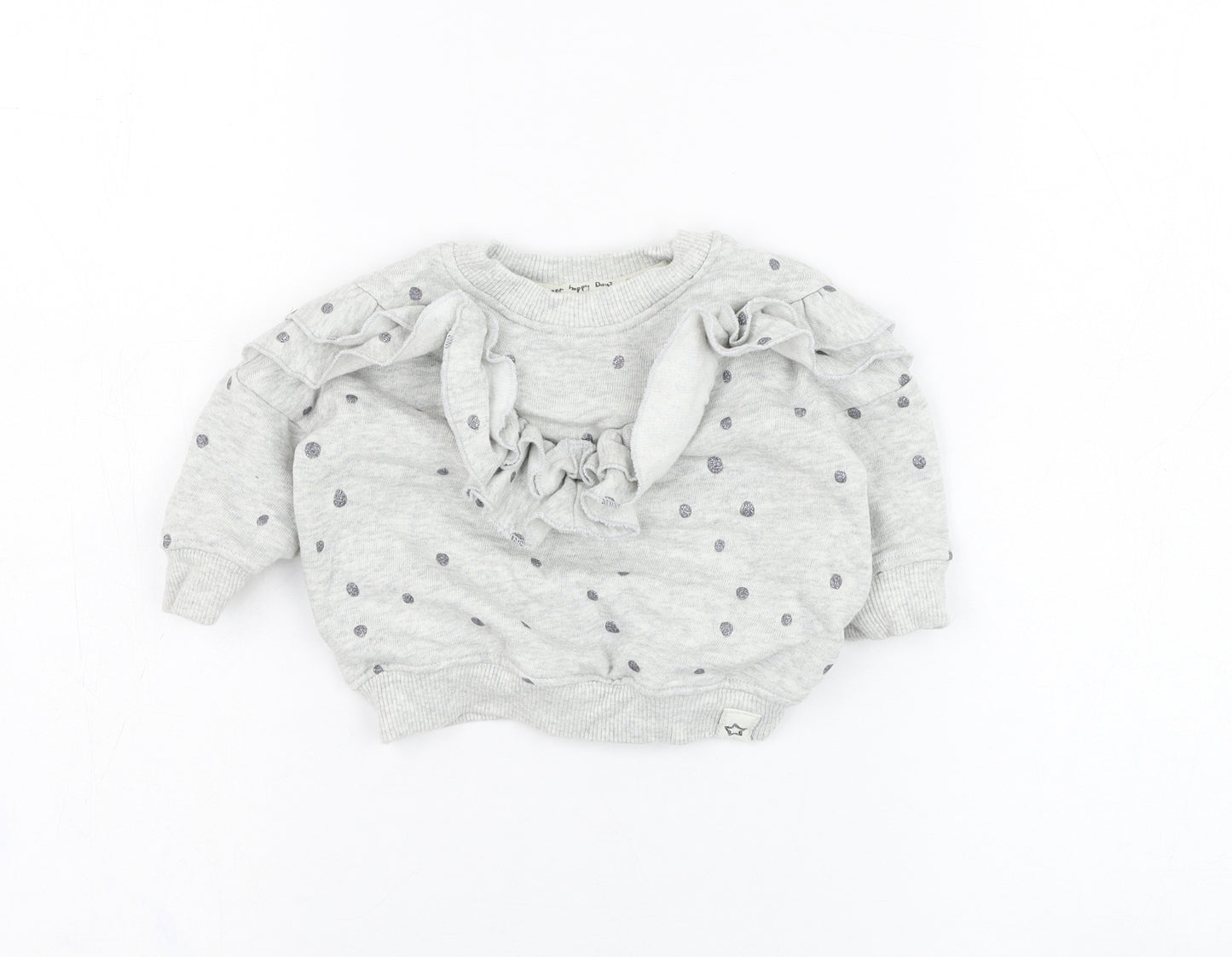NEXT Girls Grey Polka Dot Cotton Pullover Jumper Size 3-6 Months  Pullover