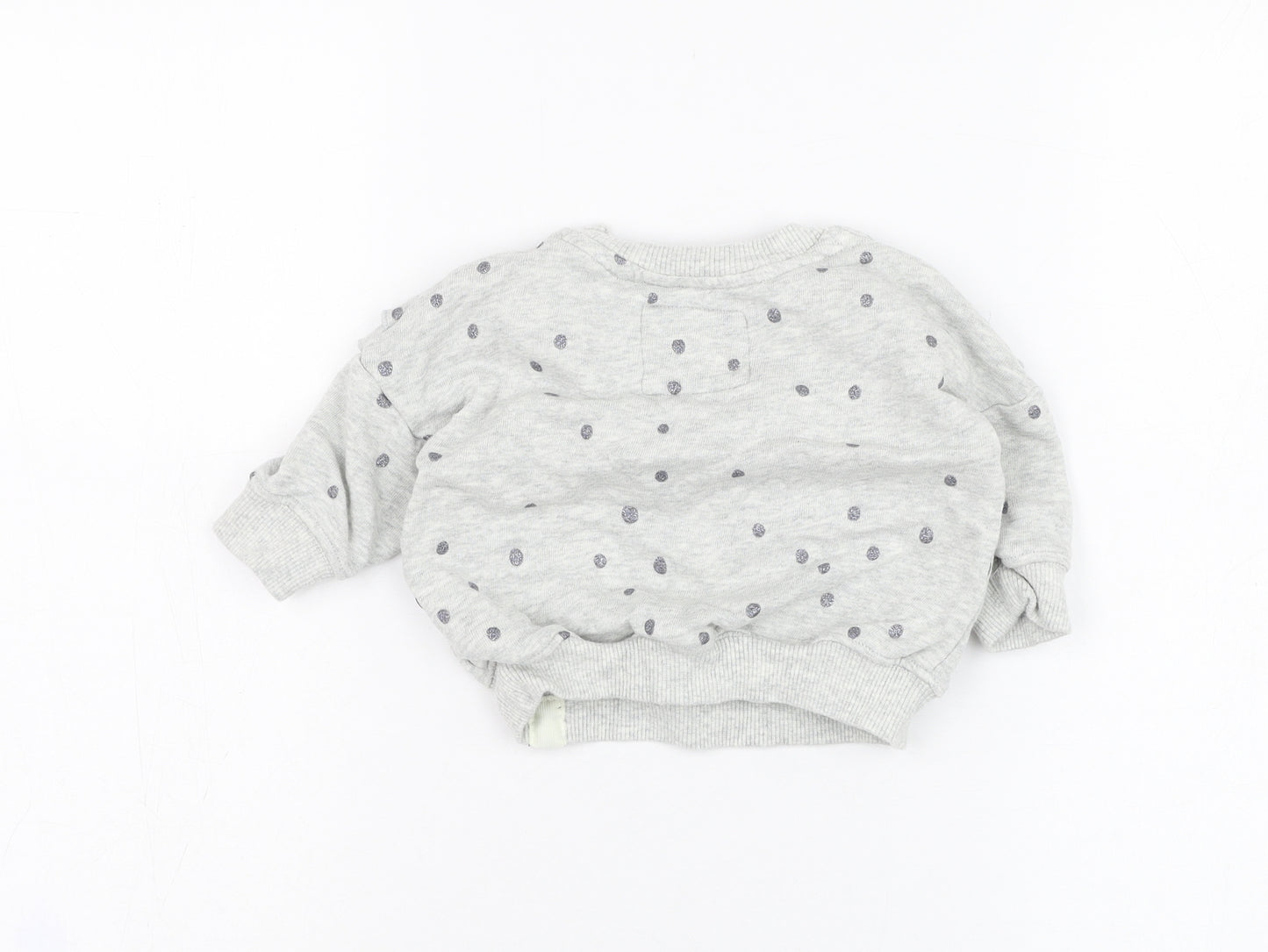 NEXT Girls Grey Polka Dot Cotton Pullover Jumper Size 3-6 Months  Pullover