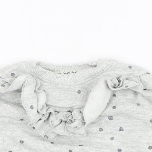 NEXT Girls Grey Polka Dot Cotton Pullover Jumper Size 3-6 Months  Pullover
