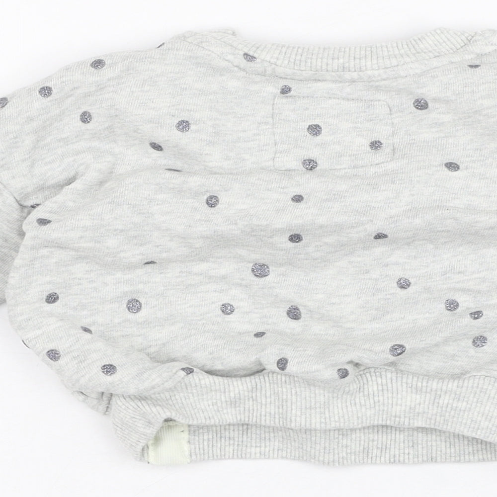 NEXT Girls Grey Polka Dot Cotton Pullover Jumper Size 3-6 Months  Pullover