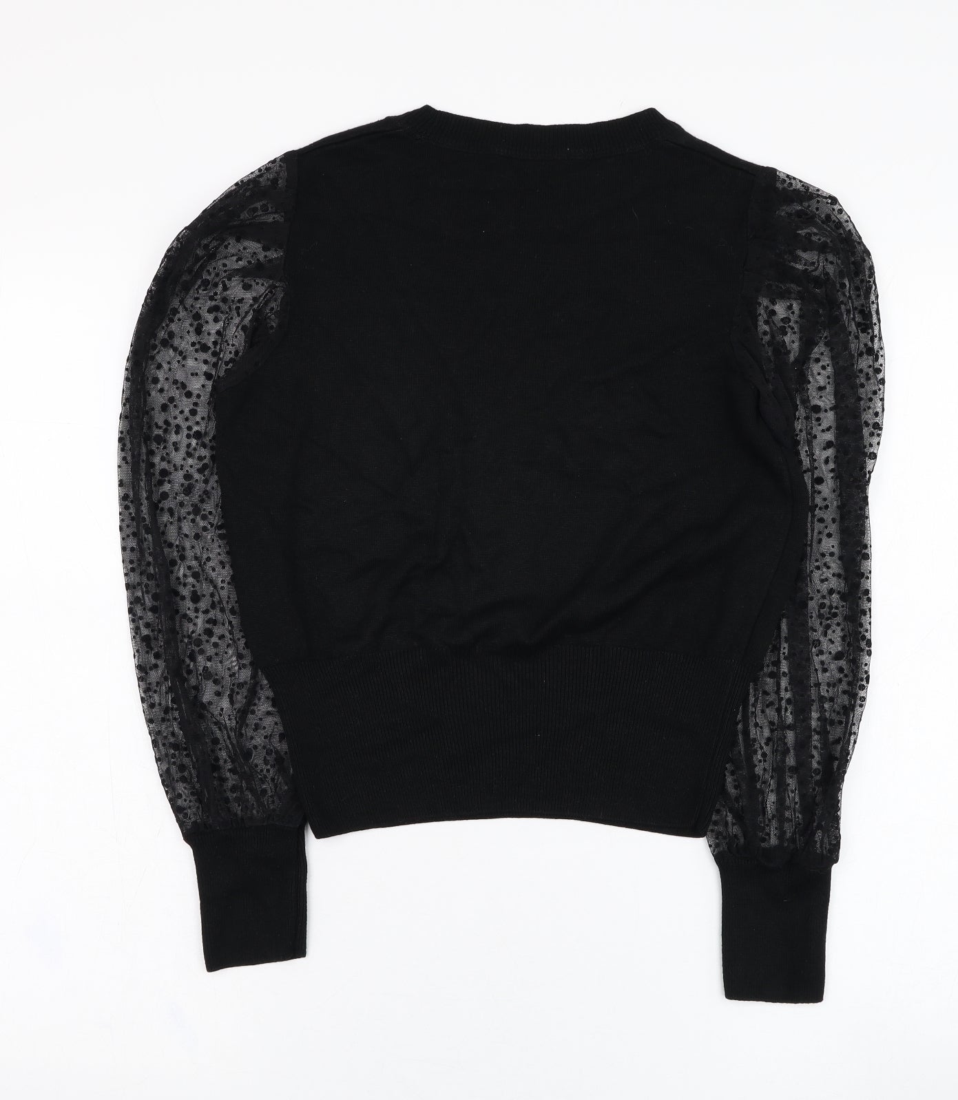 TU Womens Black Round Neck  Acrylic Pullover Jumper Size 8