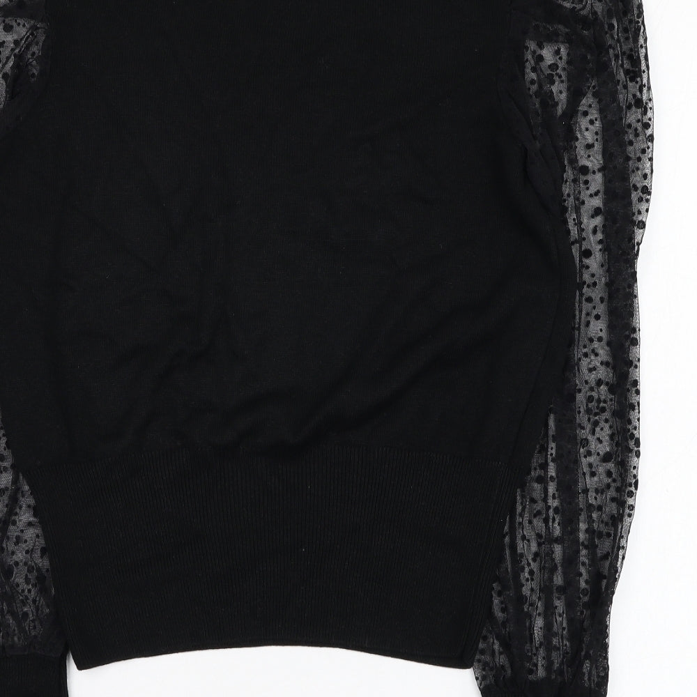 TU Womens Black Round Neck  Acrylic Pullover Jumper Size 8