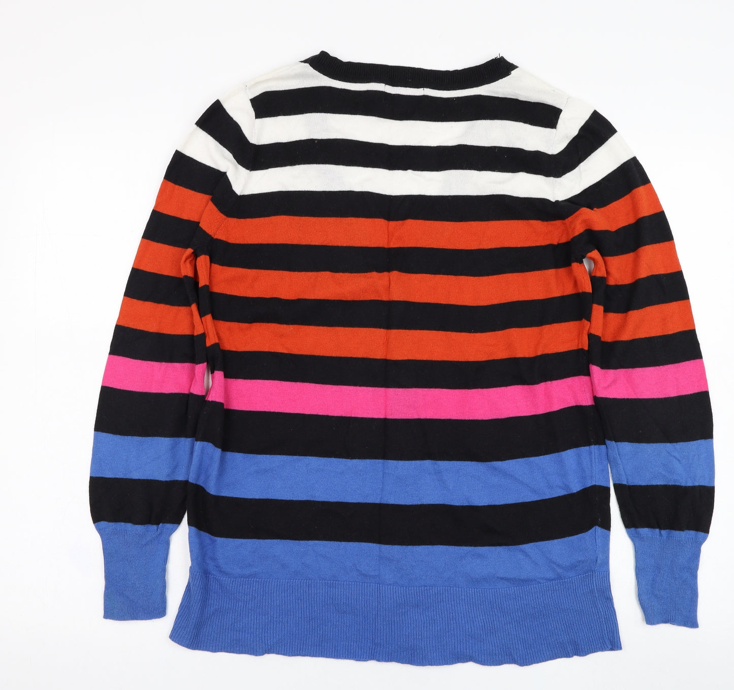 Matalan Womens Multicoloured V-Neck Striped Cotton Cardigan Jumper Size 14