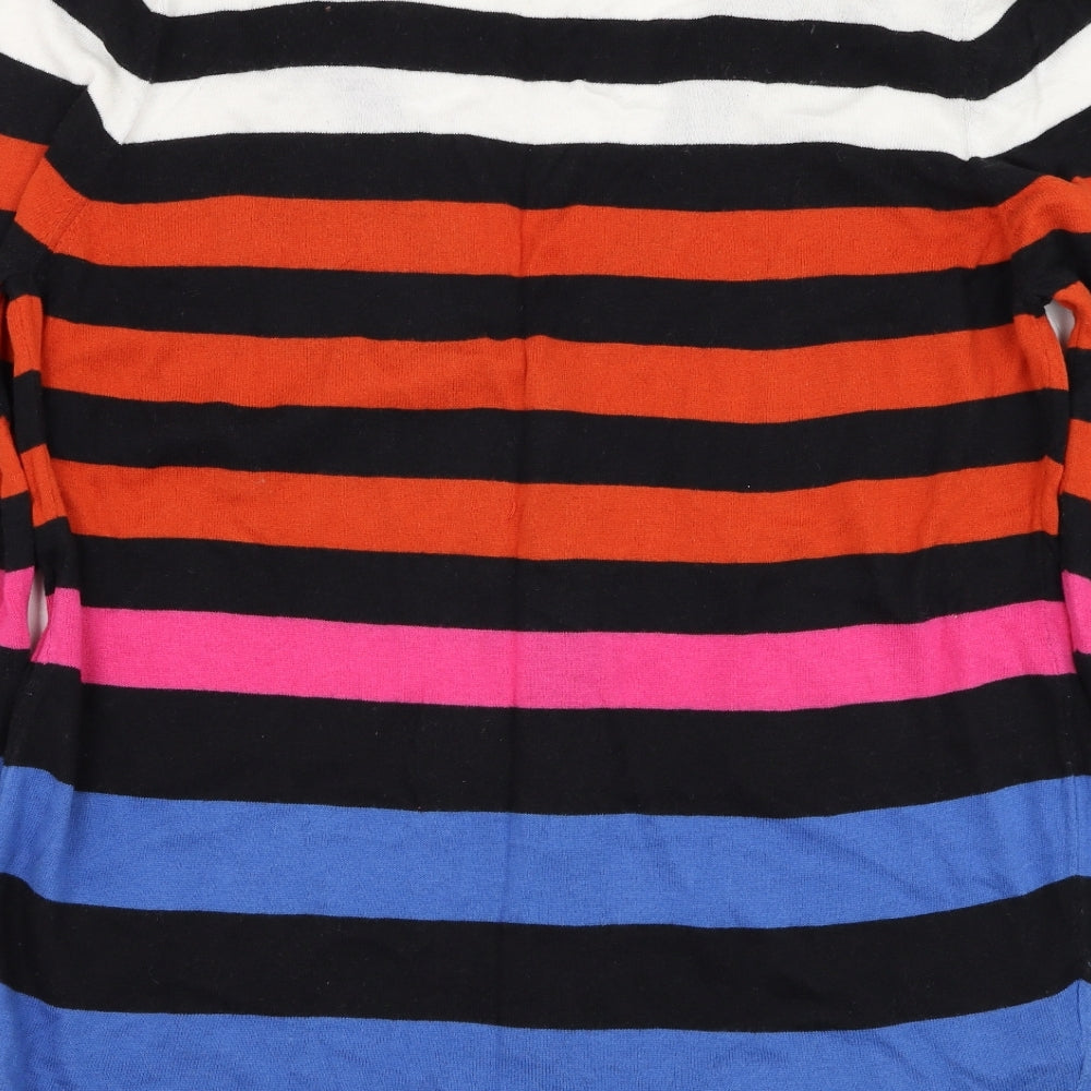Matalan Womens Multicoloured V-Neck Striped Cotton Cardigan Jumper Size 14
