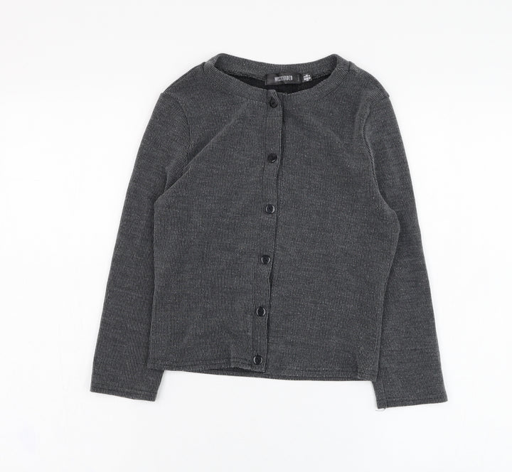 Missguided Womens Grey Round Neck  Polyester Cardigan Jumper Size 8