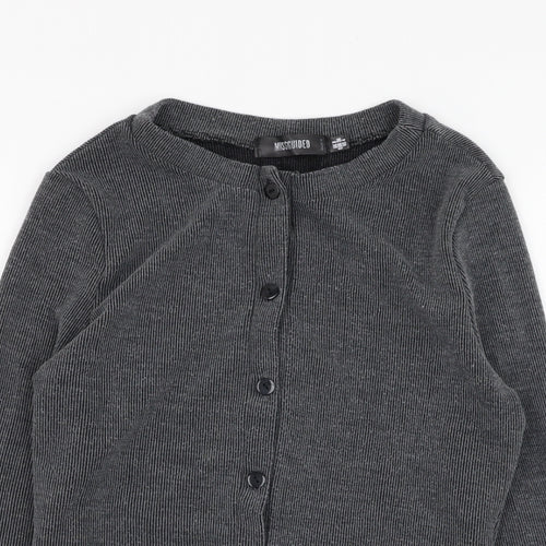 Missguided Womens Grey Round Neck  Polyester Cardigan Jumper Size 8