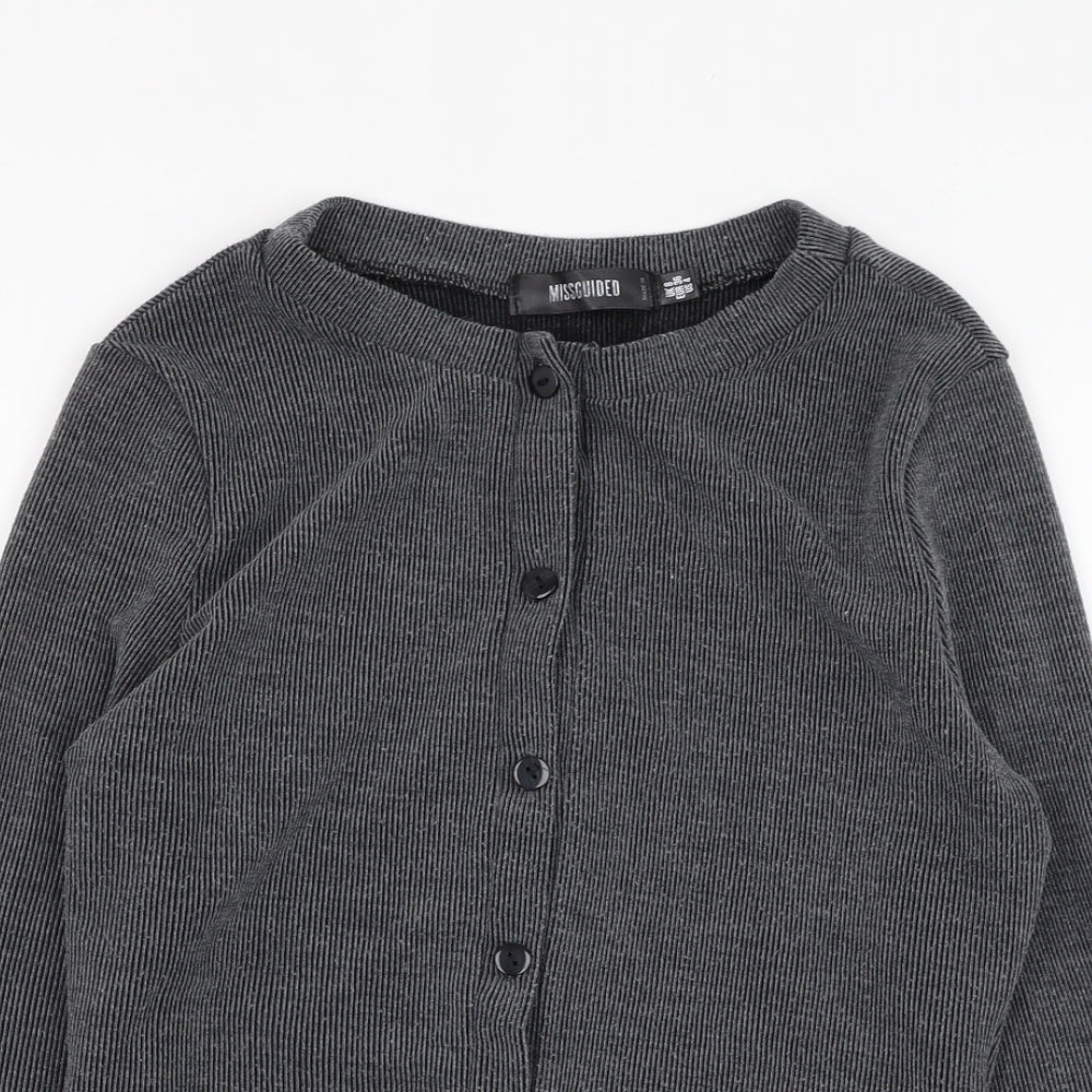 Missguided Womens Grey Round Neck  Polyester Cardigan Jumper Size 8