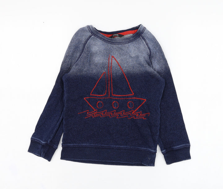 George Boys Blue  Cotton Pullover Sweatshirt Size 4-5 Years  Pullover - Sail Boat