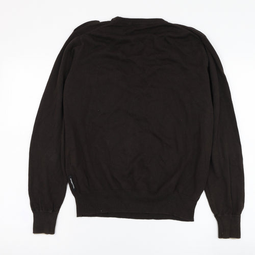 Full Circle Mens Brown V-Neck  Cotton Pullover Jumper Size L