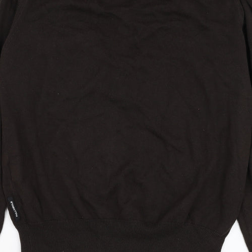 Full Circle Mens Brown V-Neck  Cotton Pullover Jumper Size L