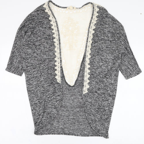 Rebellion Womens Grey Round Neck  Polyester Cardigan Jumper Size S