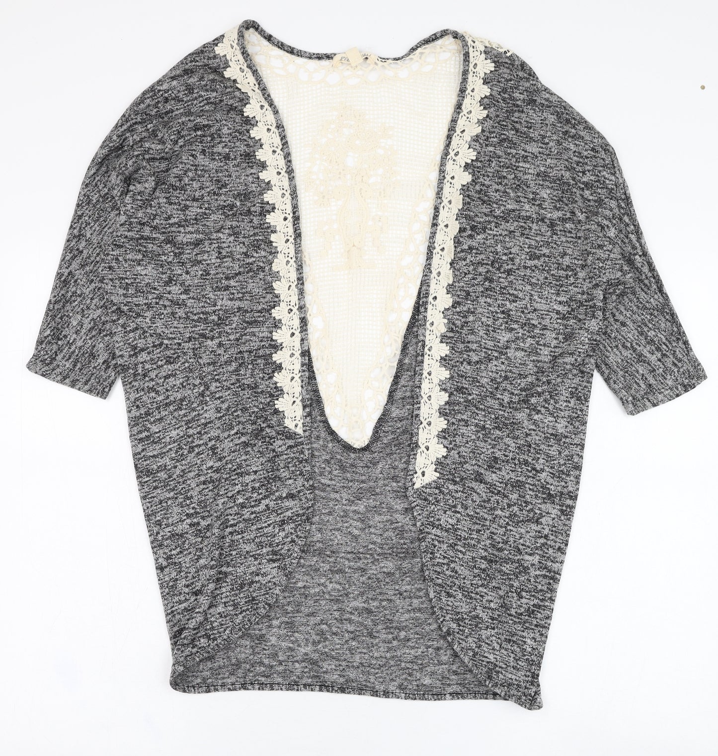 Rebellion Womens Grey Round Neck  Polyester Cardigan Jumper Size S