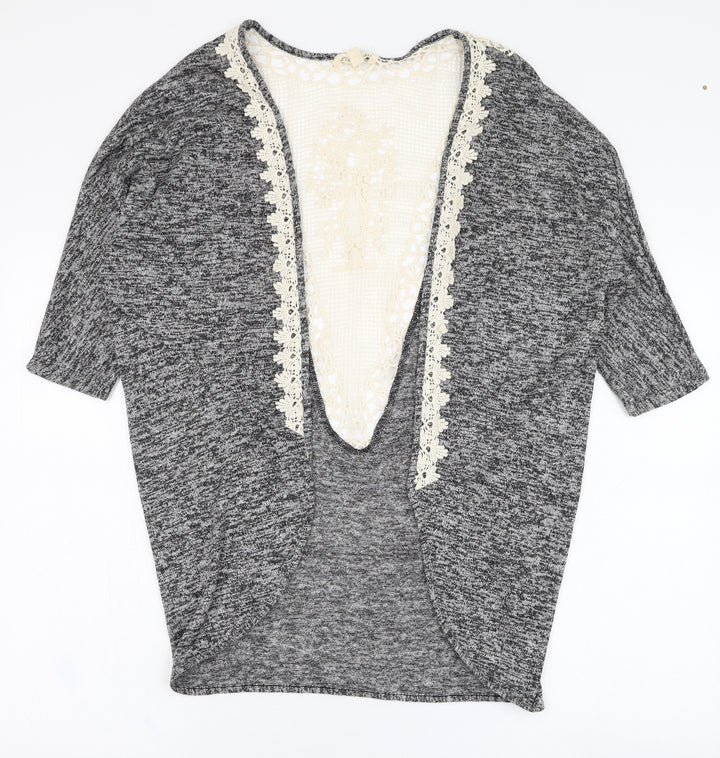 Rebellion Womens Grey Round Neck Polyester Cardigan Jumper Size S
