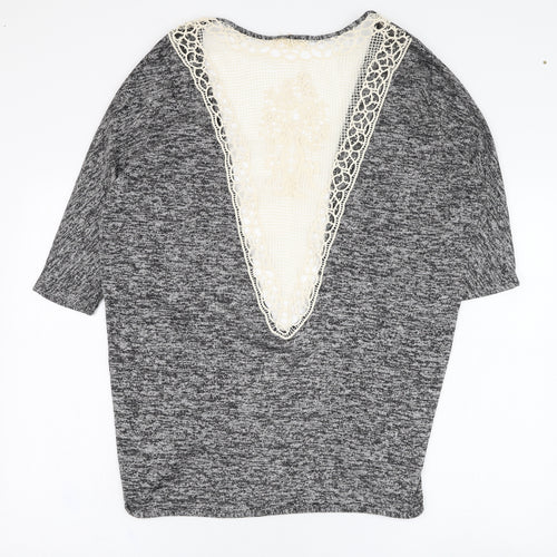 Rebellion Womens Grey Round Neck  Polyester Cardigan Jumper Size S