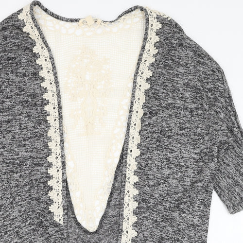 Rebellion Womens Grey Round Neck  Polyester Cardigan Jumper Size S