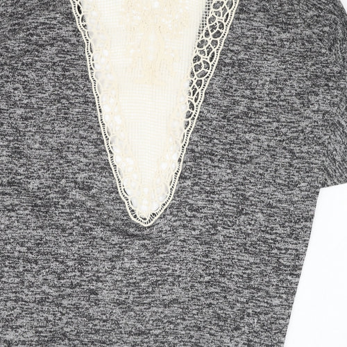 Rebellion Womens Grey Round Neck  Polyester Cardigan Jumper Size S