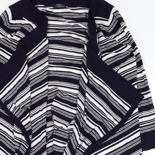 BM Womens Black Square Neck Striped Cotton Cardigan Jumper Size M