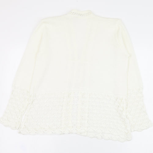 Pulse Womens Ivory Round Neck  Polyester Cardigan Jumper Size L