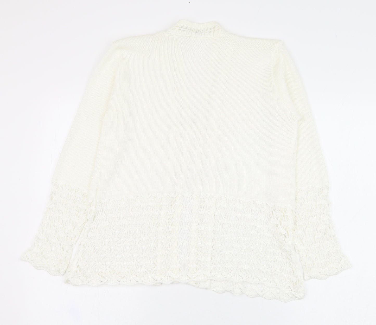 Pulse Womens Ivory Round Neck  Polyester Cardigan Jumper Size L