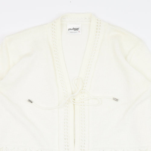Pulse Womens Ivory Round Neck  Polyester Cardigan Jumper Size L