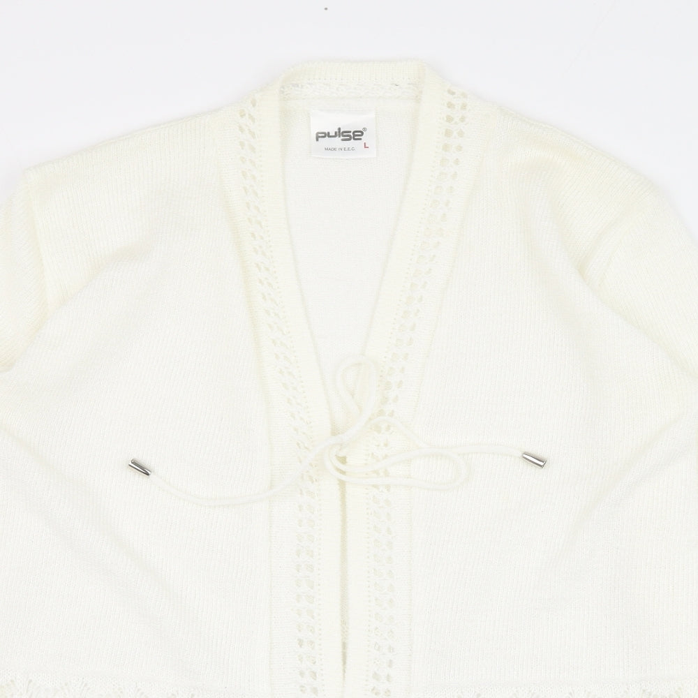 Pulse Womens Ivory Round Neck  Polyester Cardigan Jumper Size L