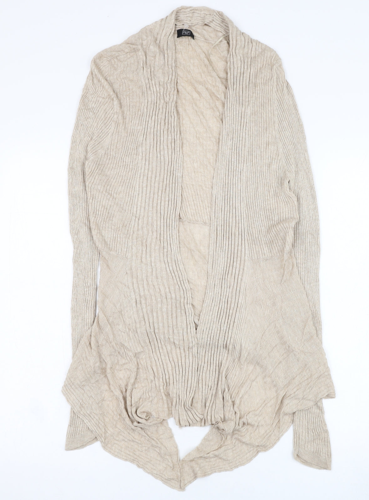 F&F Womens Brown Round Neck  Viscose Cardigan Jumper Size 14