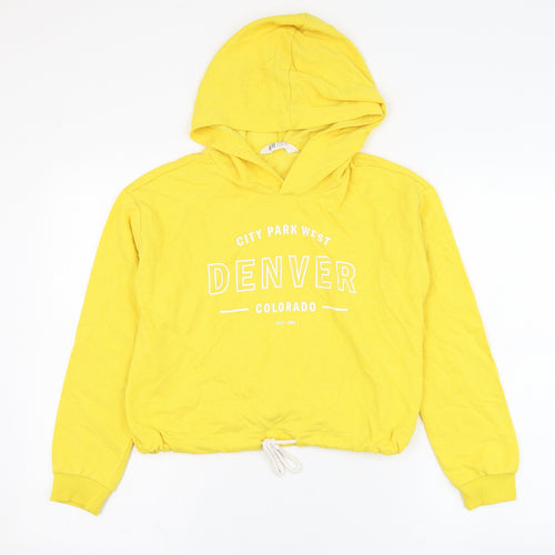 H&M Girls Yellow  Cotton Pullover Hoodie Size 10-11 Years  Pullover - Denver Colorado