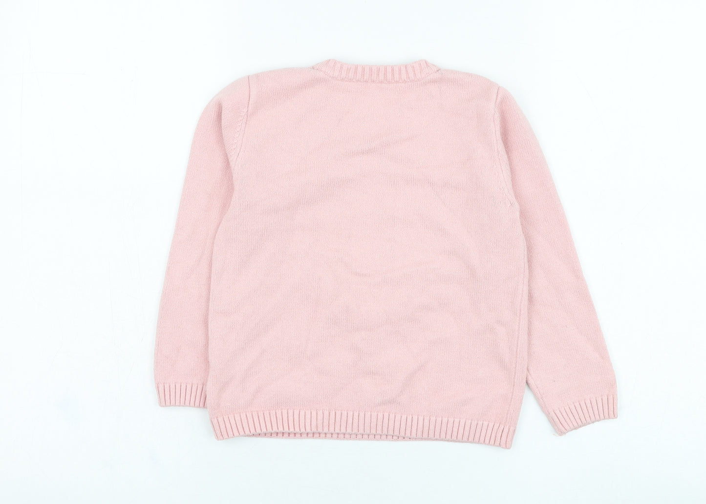 Matalan Girls Pink Round Neck  Viscose Pullover Jumper Size 5-6 Years  Pullover - Owl