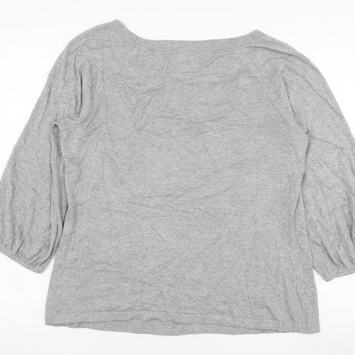 Alex & Co Womens Grey Round Neck  Cotton Pullover Jumper Size 14
