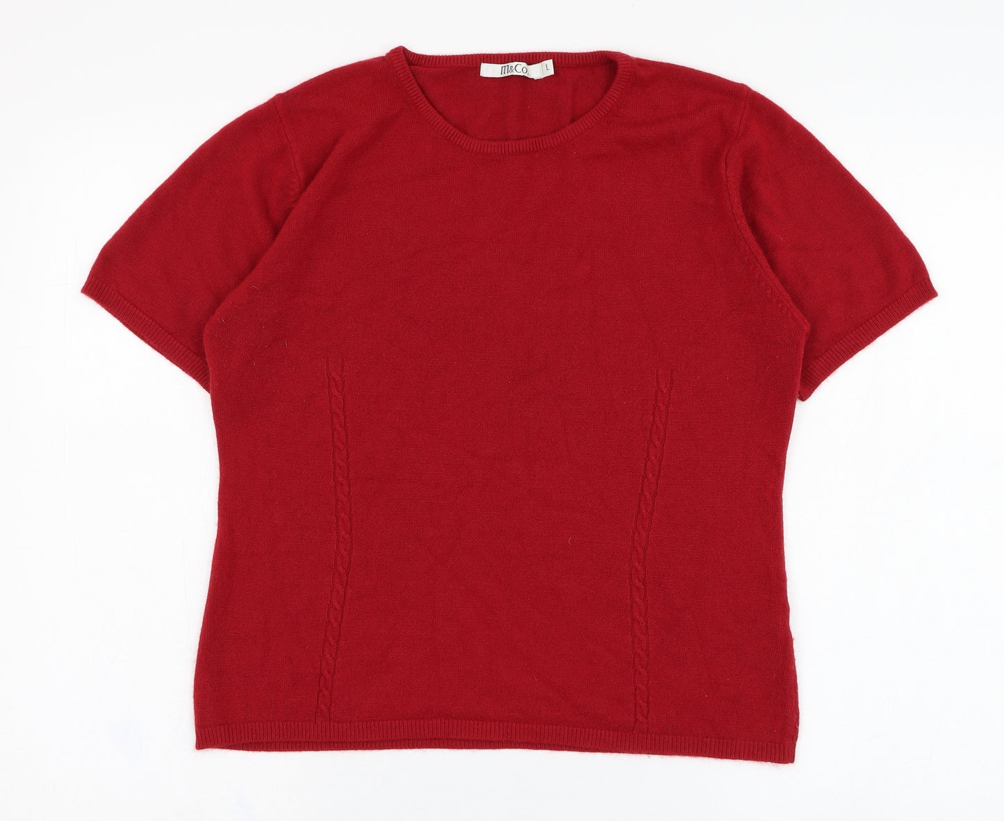 M&Co Womens Red Round Neck  Acrylic Pullover Jumper Size L