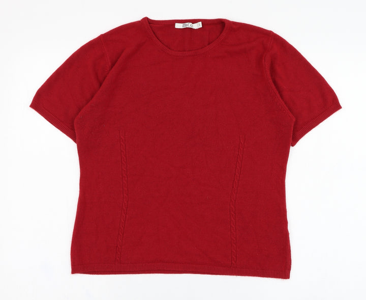 M&Co Womens Red Round Neck  Acrylic Pullover Jumper Size L
