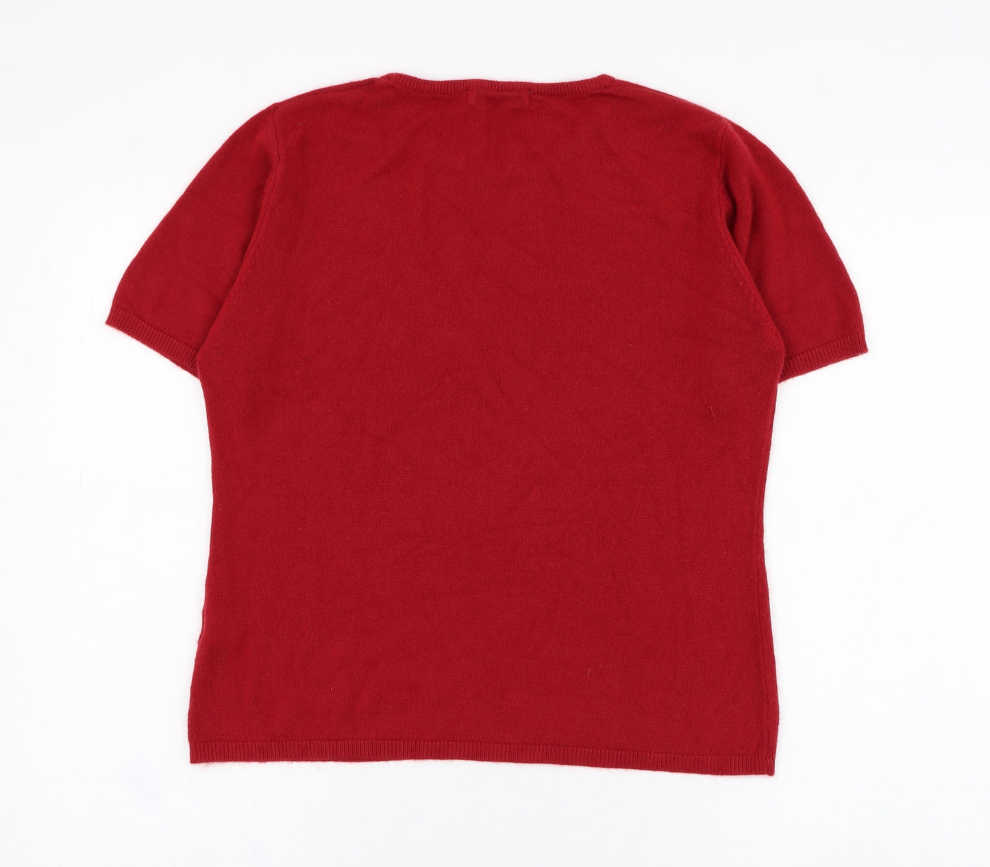 M&Co Womens Red Round Neck  Acrylic Pullover Jumper Size L