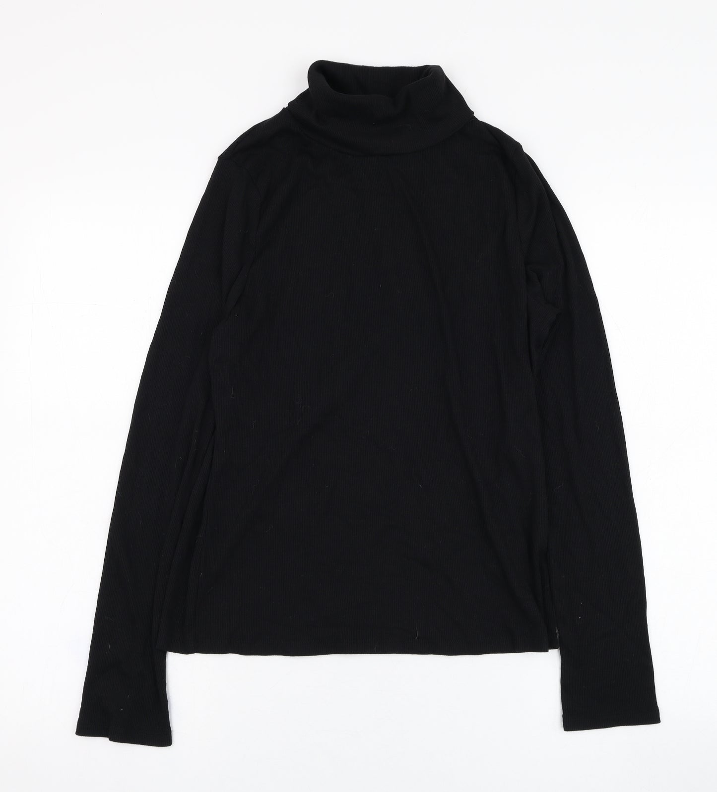 New Look Womens Black  Polyester Basic T-Shirt Size 18 Roll Neck