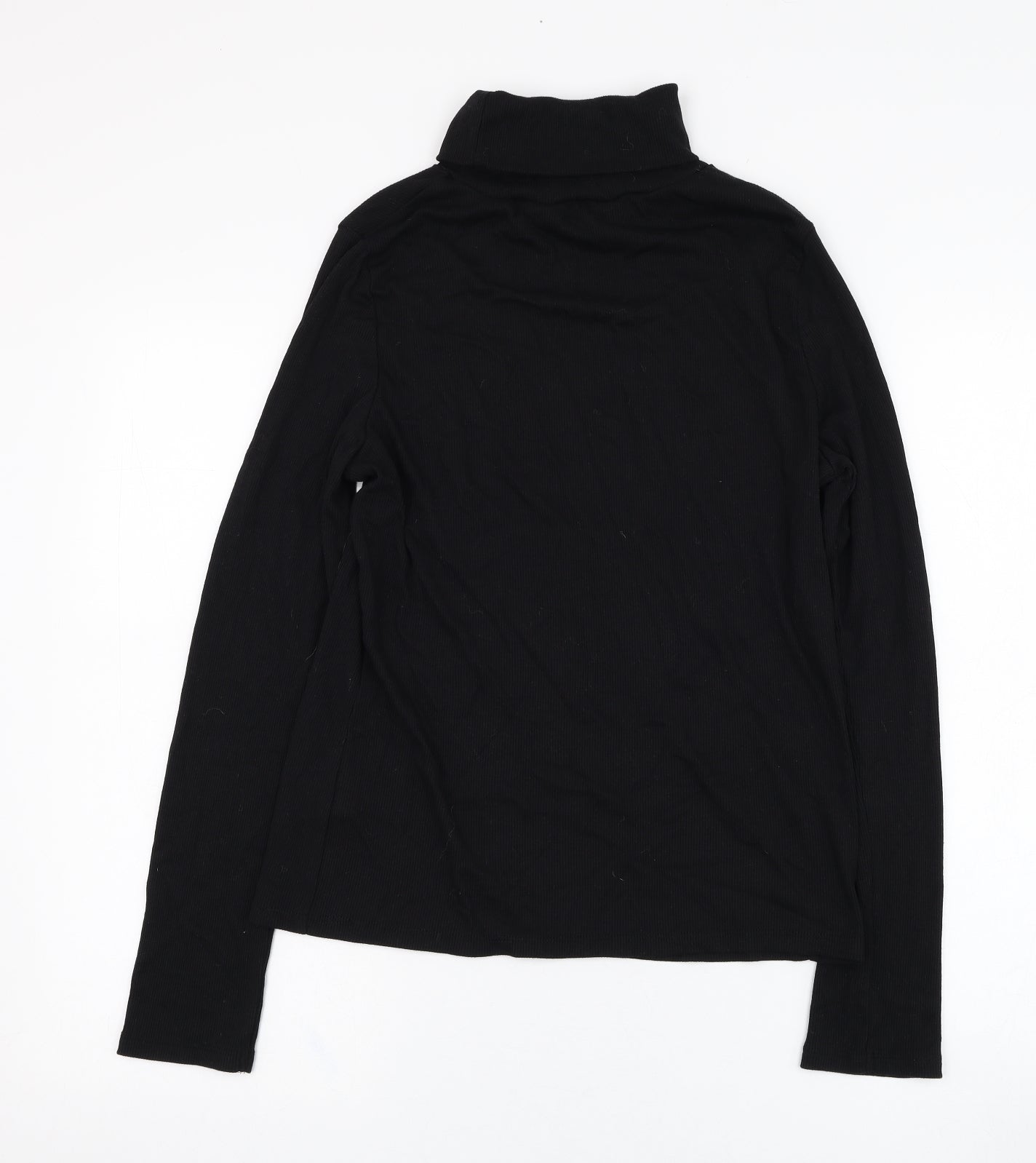 New Look Womens Black  Polyester Basic T-Shirt Size 18 Roll Neck