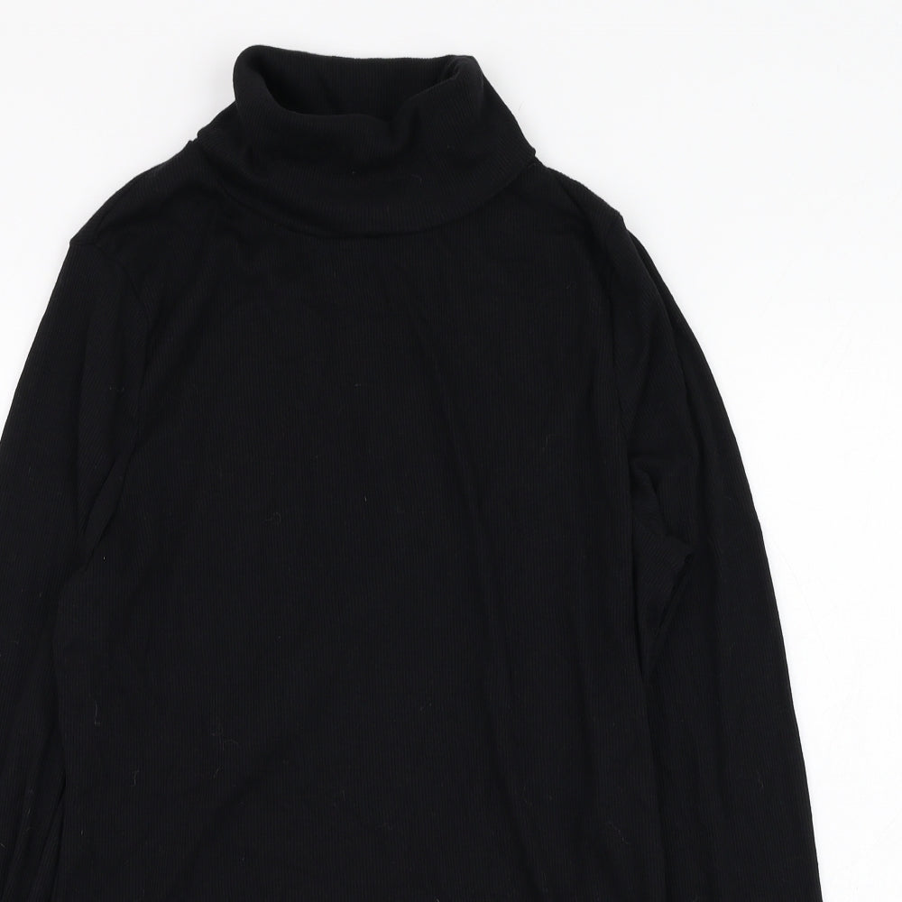 New Look Womens Black  Polyester Basic T-Shirt Size 18 Roll Neck