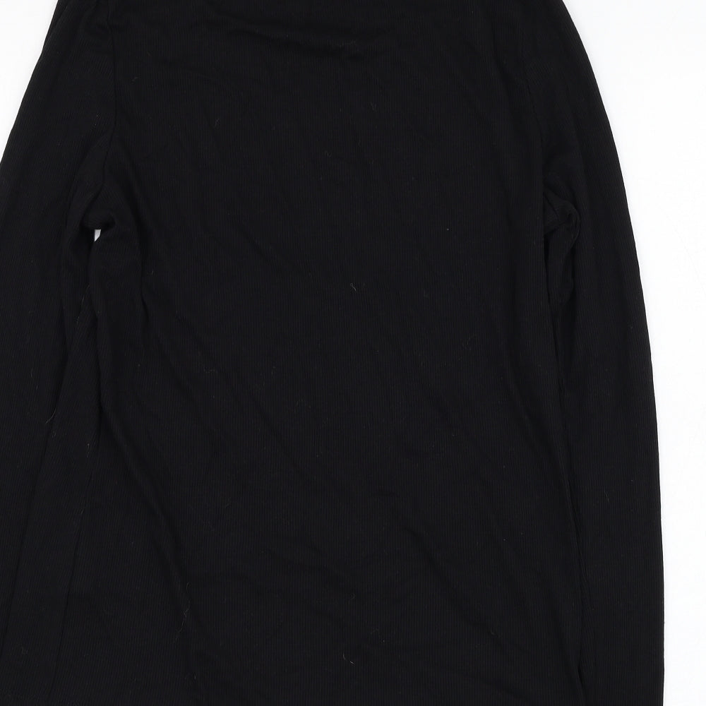 New Look Womens Black  Polyester Basic T-Shirt Size 18 Roll Neck