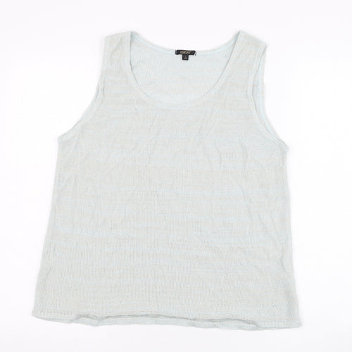 Horsan Womens Green  Linen Basic Tank Size 12 Round Neck