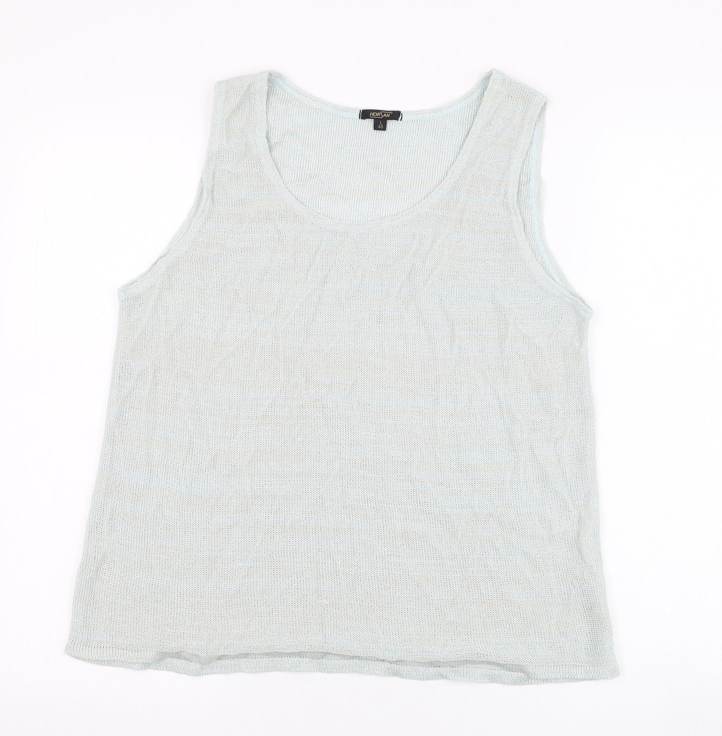 Horsan Womens Green  Linen Basic Tank Size 12 Round Neck