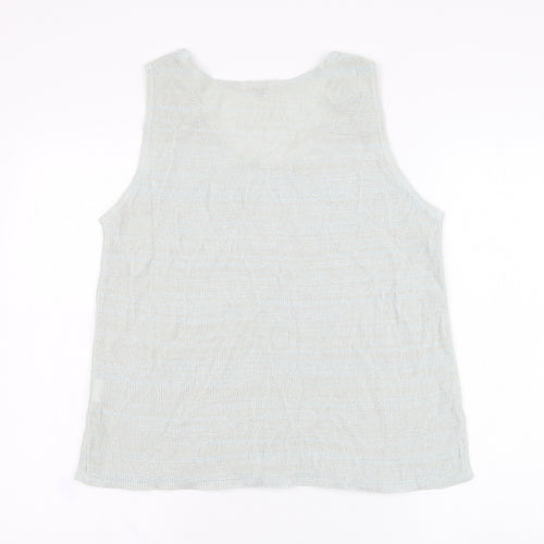 Horsan Womens Green  Linen Basic Tank Size 12 Round Neck
